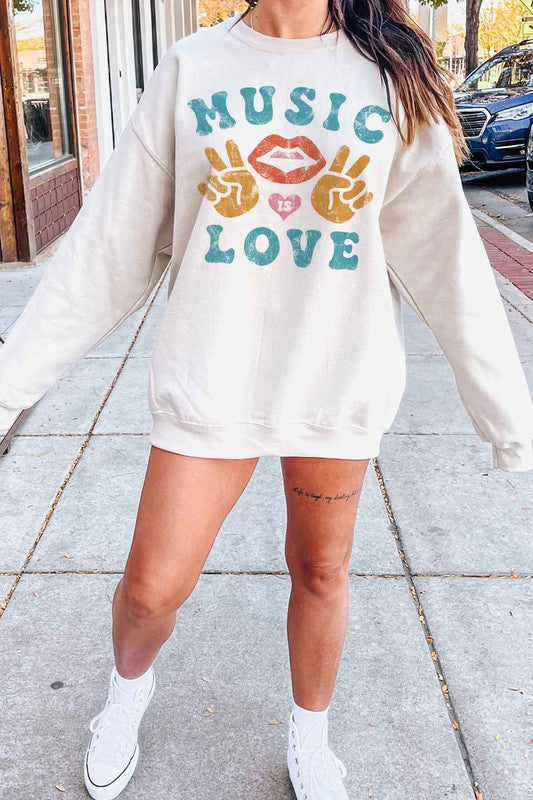 Music is Love Graphic Sweatshirt