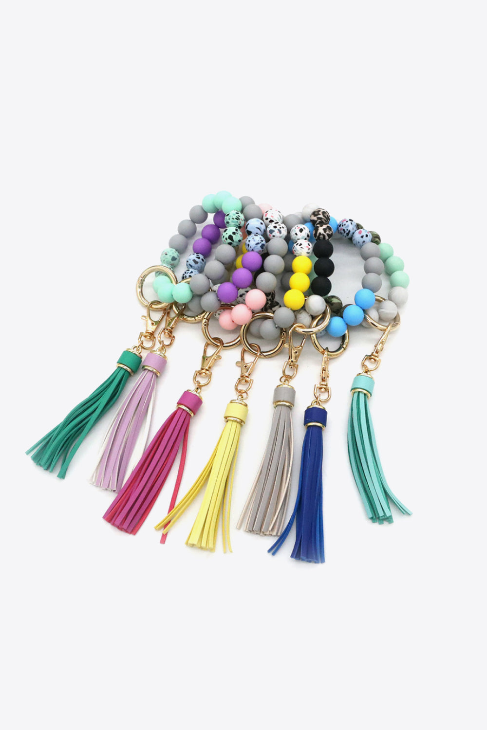 Assorted Multicolored Beaded Tassel Keychain