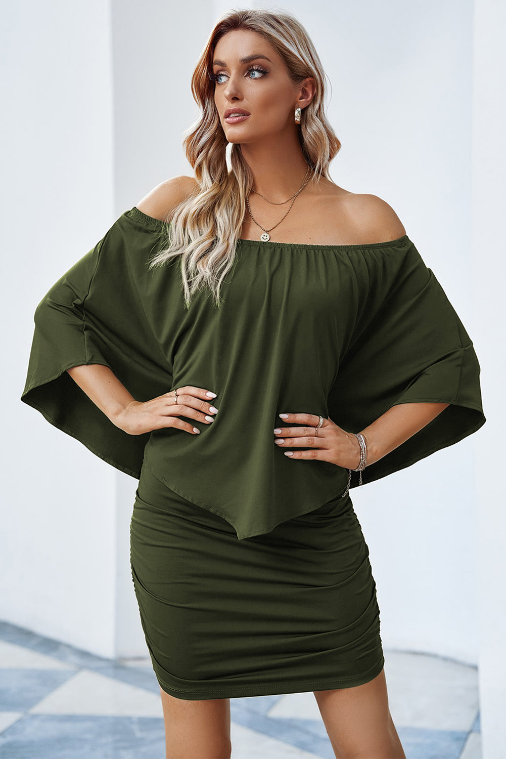 Full Size Off-Shoulder Layered Dress