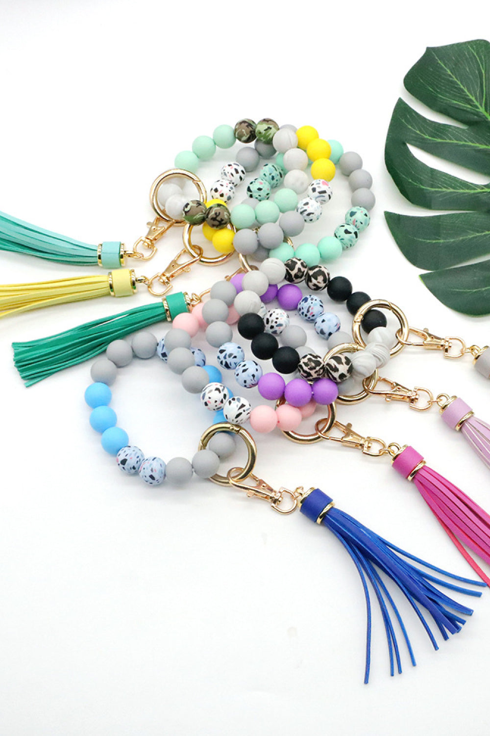 Assorted Multicolored Beaded Tassel Keychain