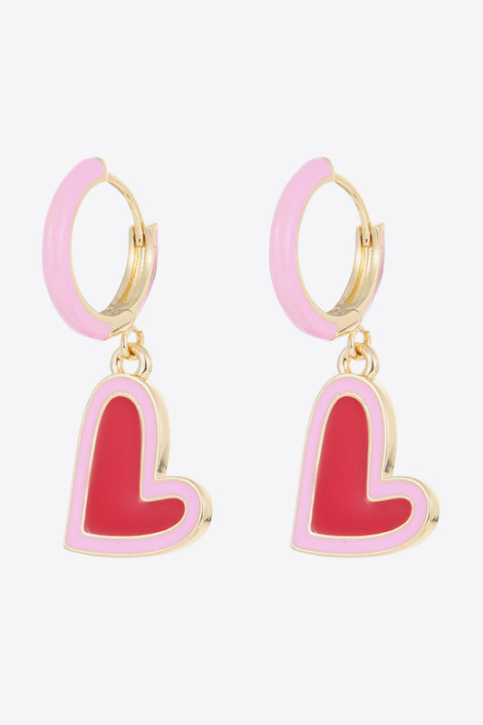 Contrast Heart-Shaped Drop Earrings