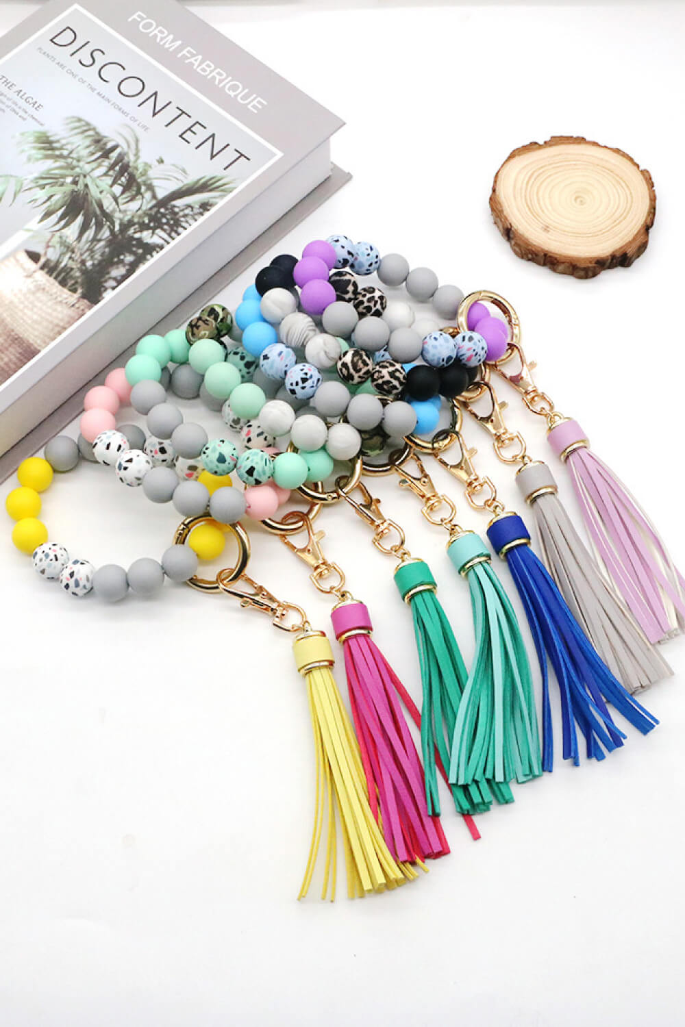 Assorted Multicolored Beaded Tassel Keychain