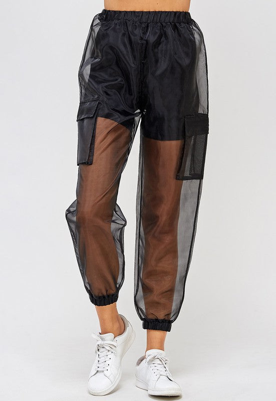 SHEER CARGO JOGGER PANTS