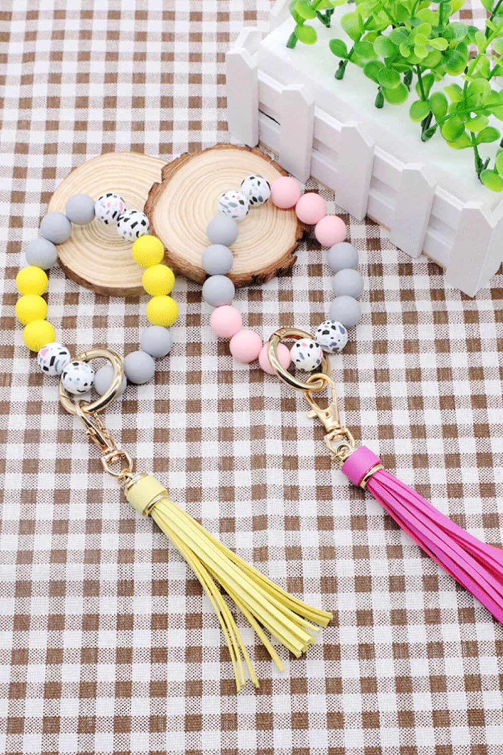 Assorted Multicolored Beaded Tassel Keychain