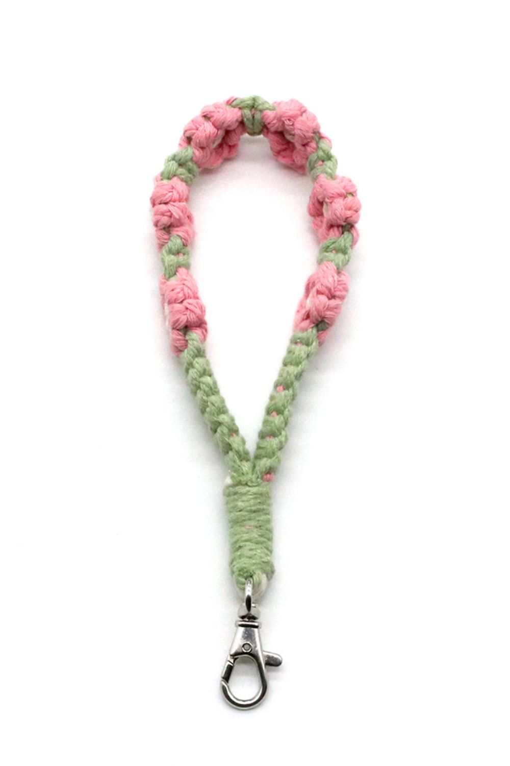 Hand-Woven Flower Macrame Wristlet Keychain