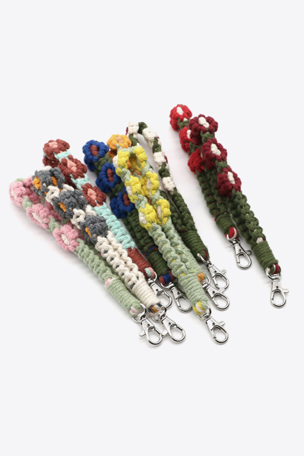 Hand-Woven Flower Macrame Wristlet Keychain